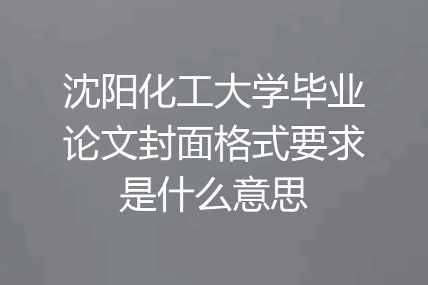 沈阳化工大学毕业论文封面格式要求是什么意思