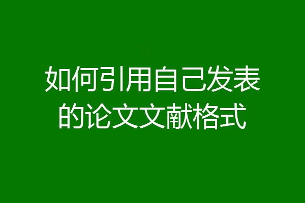 如何引用自己发表的论文文献格式