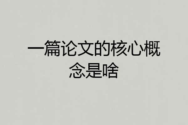 一篇论文的核心概念是啥