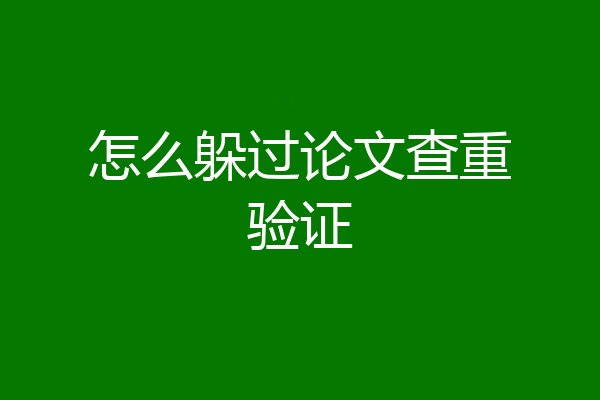 怎么躲过论文查重验证