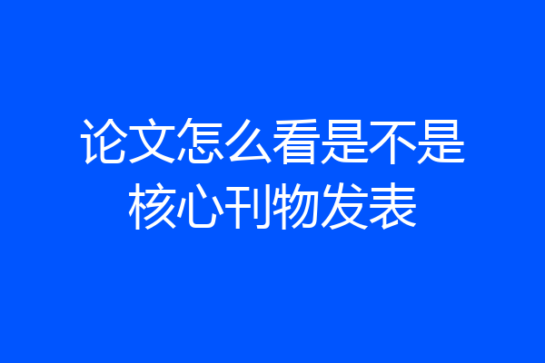 论文怎么看是不是核心刊物发表