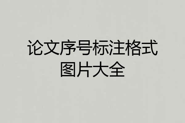 论文序号标注格式图片大全