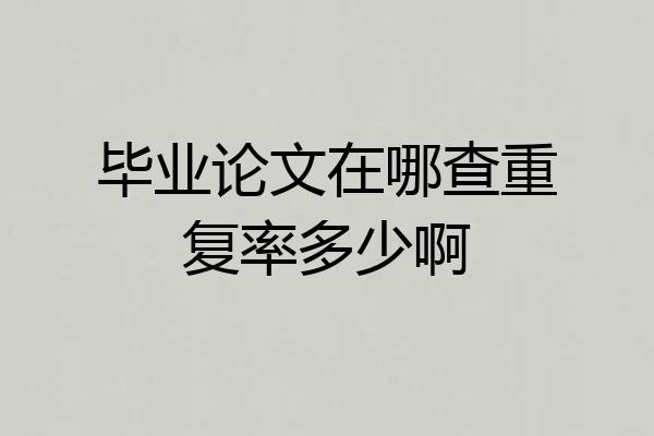 毕业论文在哪查重复率多少啊