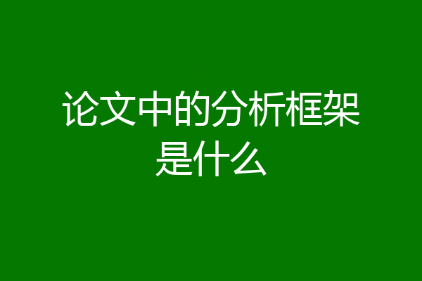 论文中的分析框架是什么