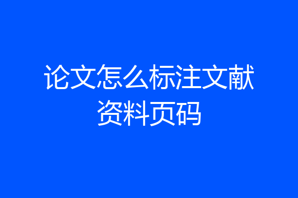 论文怎么标注文献资料页码