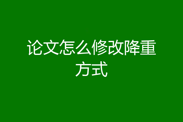 论文怎么修改降重方式