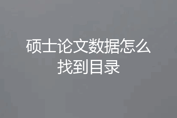 硕士论文数据怎么找到目录