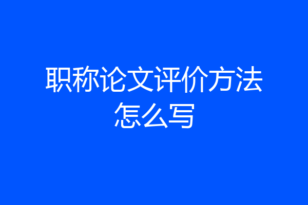职称论文评价方法怎么写