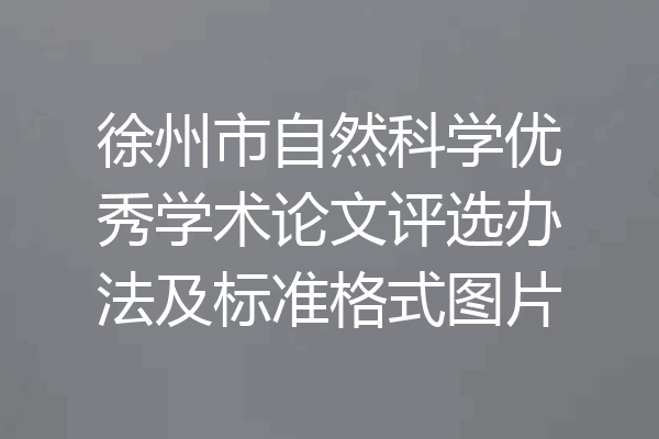 徐州市自然科学优秀学术论文评选办法及标准格式图片