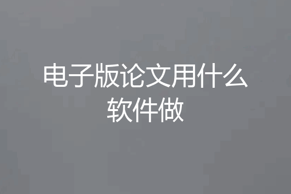 电子版论文用什么软件做