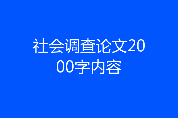 社会调查论文2000字内容