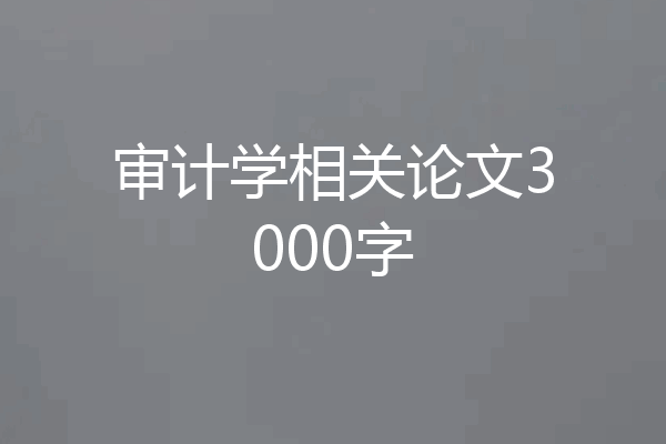 审计学相关论文3000字