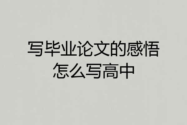写毕业论文的感悟怎么写高中