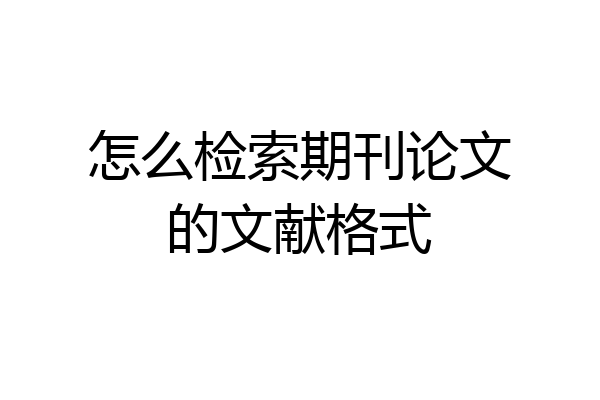 怎么检索期刊论文的文献格式