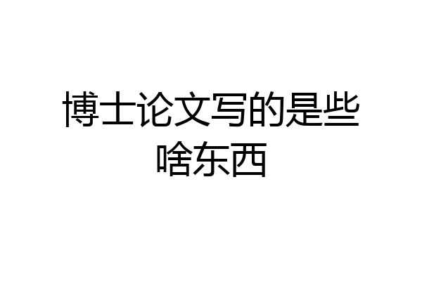 博士论文写的是些啥东西