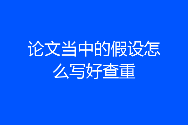 论文当中的假设怎么写好查重