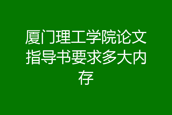 厦门理工学院论文指导书要求多大内存