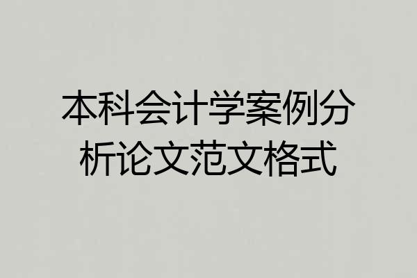 本科会计学案例分析论文范文格式