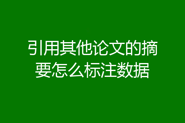 引用其他论文的摘要怎么标注数据