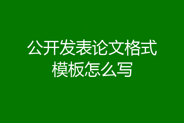 公开发表论文格式模板怎么写