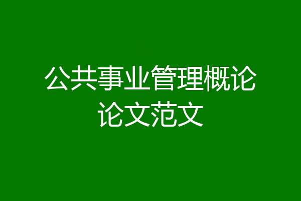公共事业管理概论论文范文