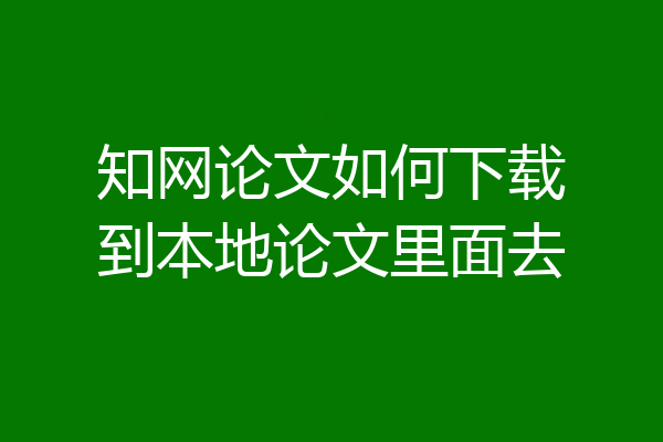 知网论文如何下载到本地论文里面去