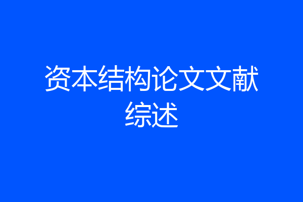 资本结构论文文献综述