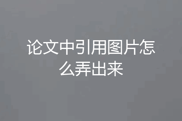 论文中引用图片怎么弄出来
