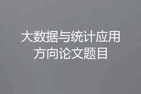 大数据与统计应用方向论文题目