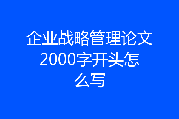 企业战略管理论文2000字开头怎么写