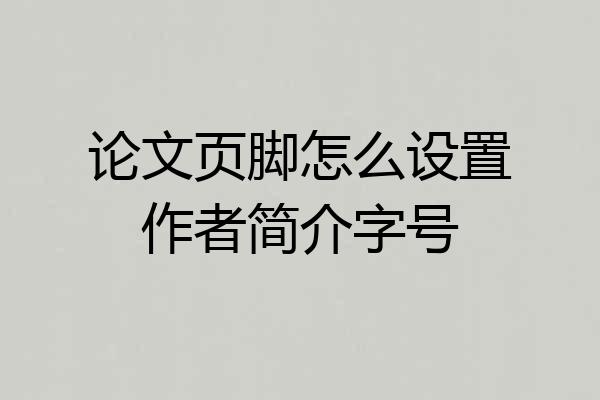 论文页脚怎么设置作者简介字号