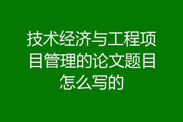 技术经济与工程项目管理的论文题目怎么写的