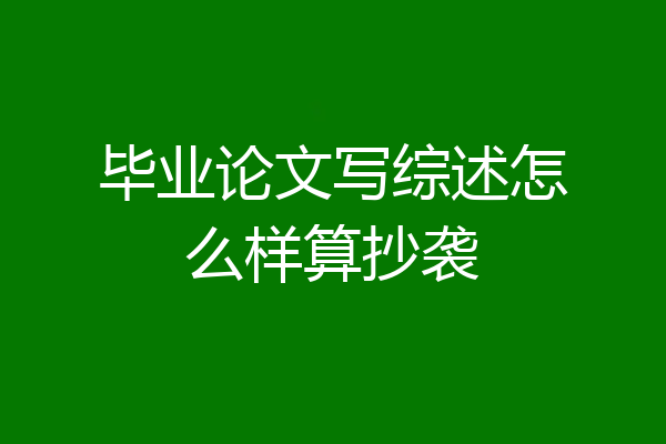 毕业论文写综述怎么样算抄袭