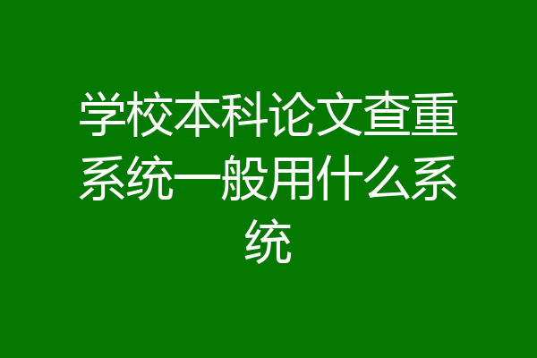 学校本科论文查重系统一般用什么系统
