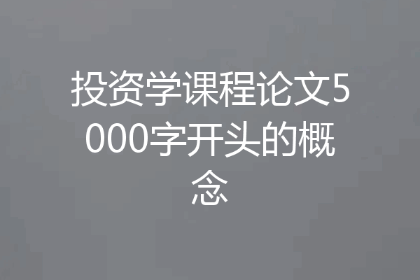 投资学课程论文5000字开头的概念