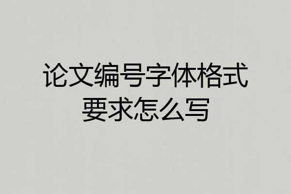 论文编号字体格式要求怎么写
