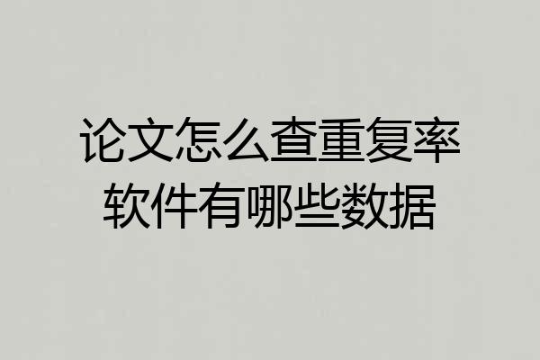 论文怎么查重复率软件有哪些数据
