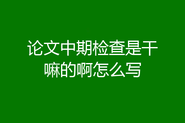 论文中期检查是干嘛的啊怎么写