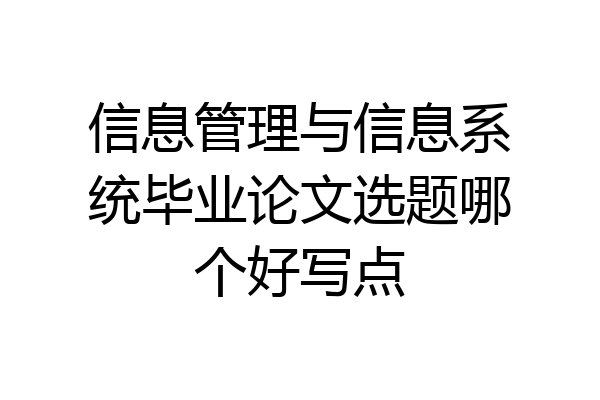 信息管理与信息系统毕业论文选题哪个好写点