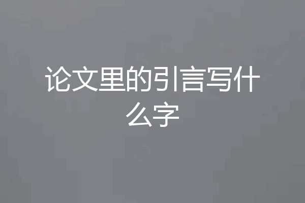 论文里的引言写什么字