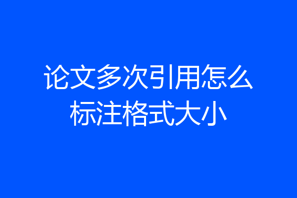 论文多次引用怎么标注格式大小