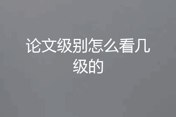 论文级别怎么看几级的