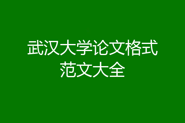 武汉大学论文格式范文大全