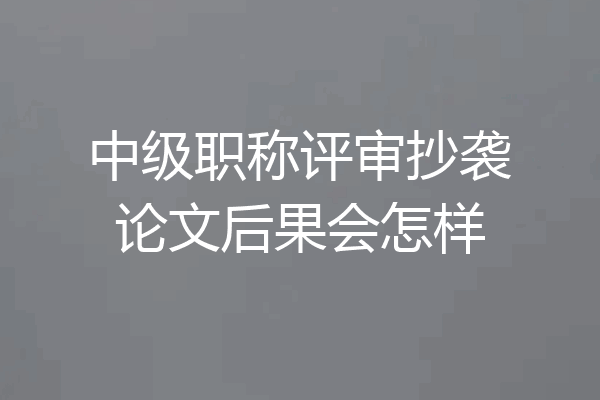 中级职称评审抄袭论文后果会怎样