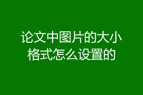 论文中图片的大小格式怎么设置的