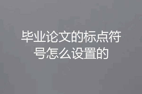 毕业论文的标点符号怎么设置的