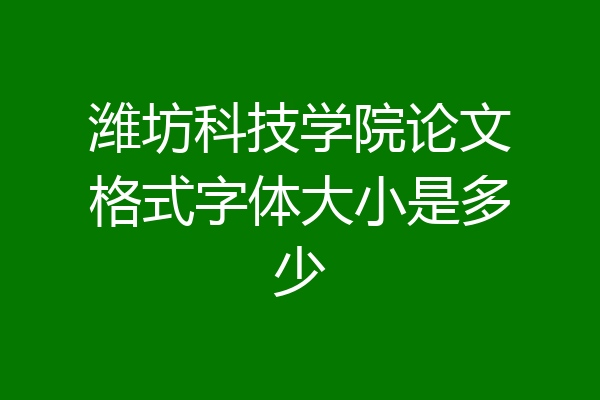 潍坊科技学院论文格式字体大小是多少
