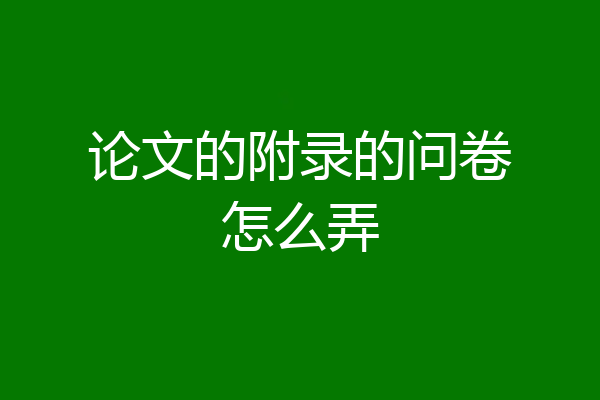 论文的附录的问卷怎么弄