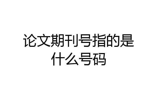 论文期刊号指的是什么号码
