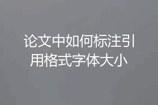 论文中如何标注引用格式字体大小